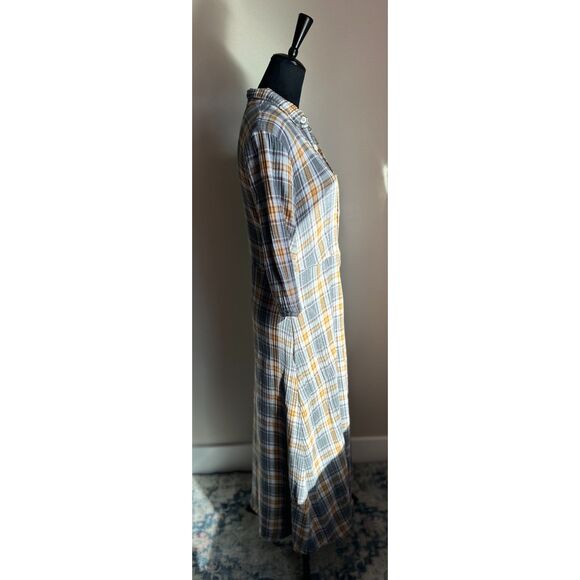 CP SHADES Michelle Grey Yellow Plaid Collared Button Front Maxi Dress Size M - Picture 6 of 9